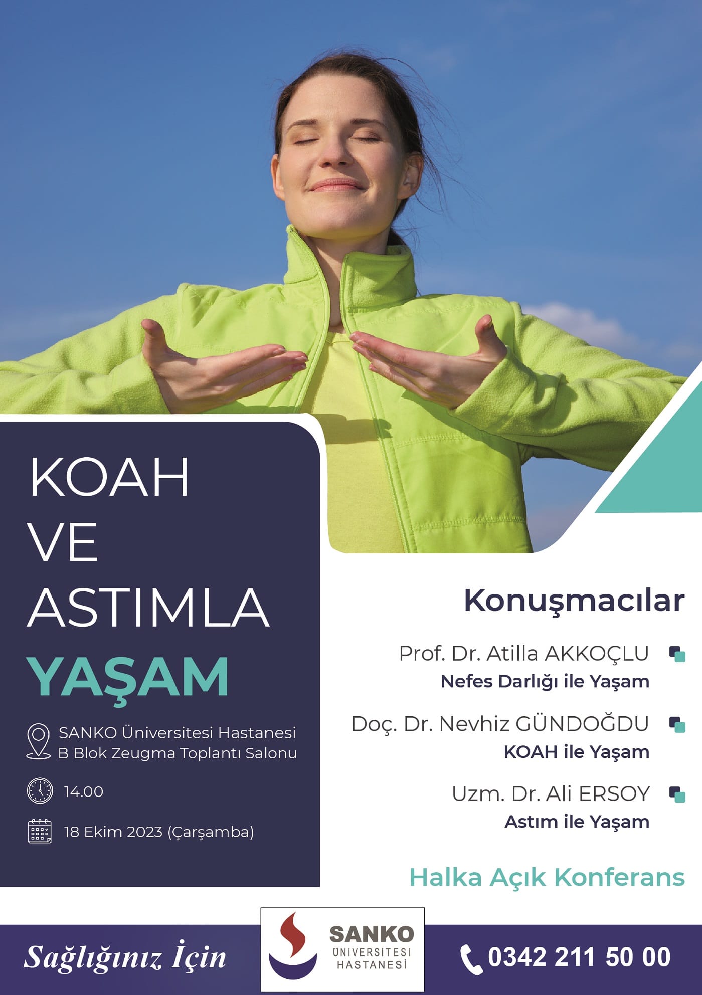SANKO ÜNİVERSİTESİ HASTANESİ’NDE HALKA AÇIK KONFERANS -“KOAH VE ASTIMLA YAŞAM” KONUŞULACAK