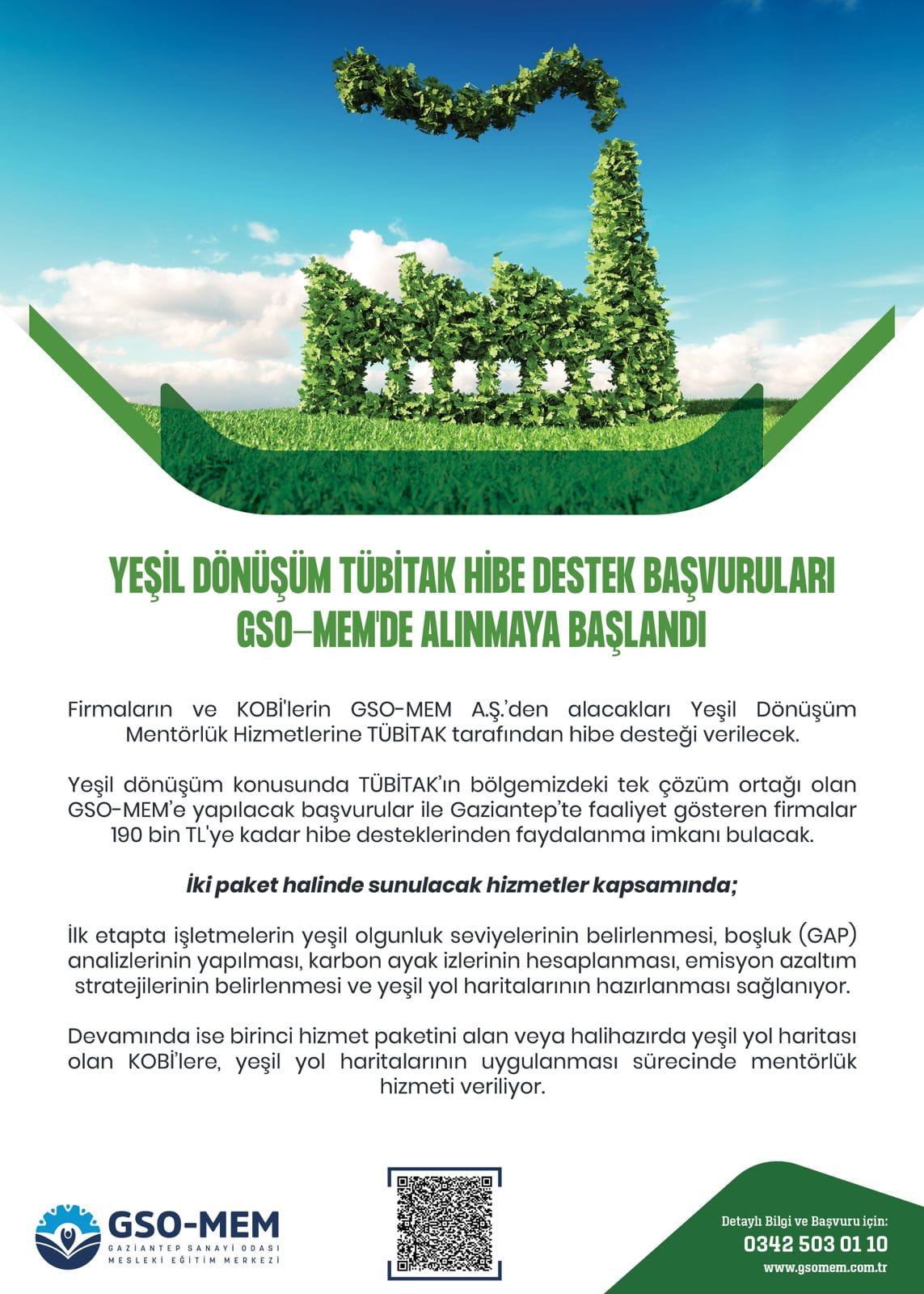YEŞİL DÖNÜŞÜM TÜBİTAK HİBE DESTEK BAŞVURULARI GSO-MEM’DE ALINMAYA BAŞLANDI 