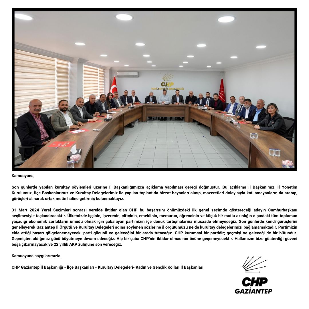 CHP İL BAŞKANLIĞINDAN AÇIKLAMA