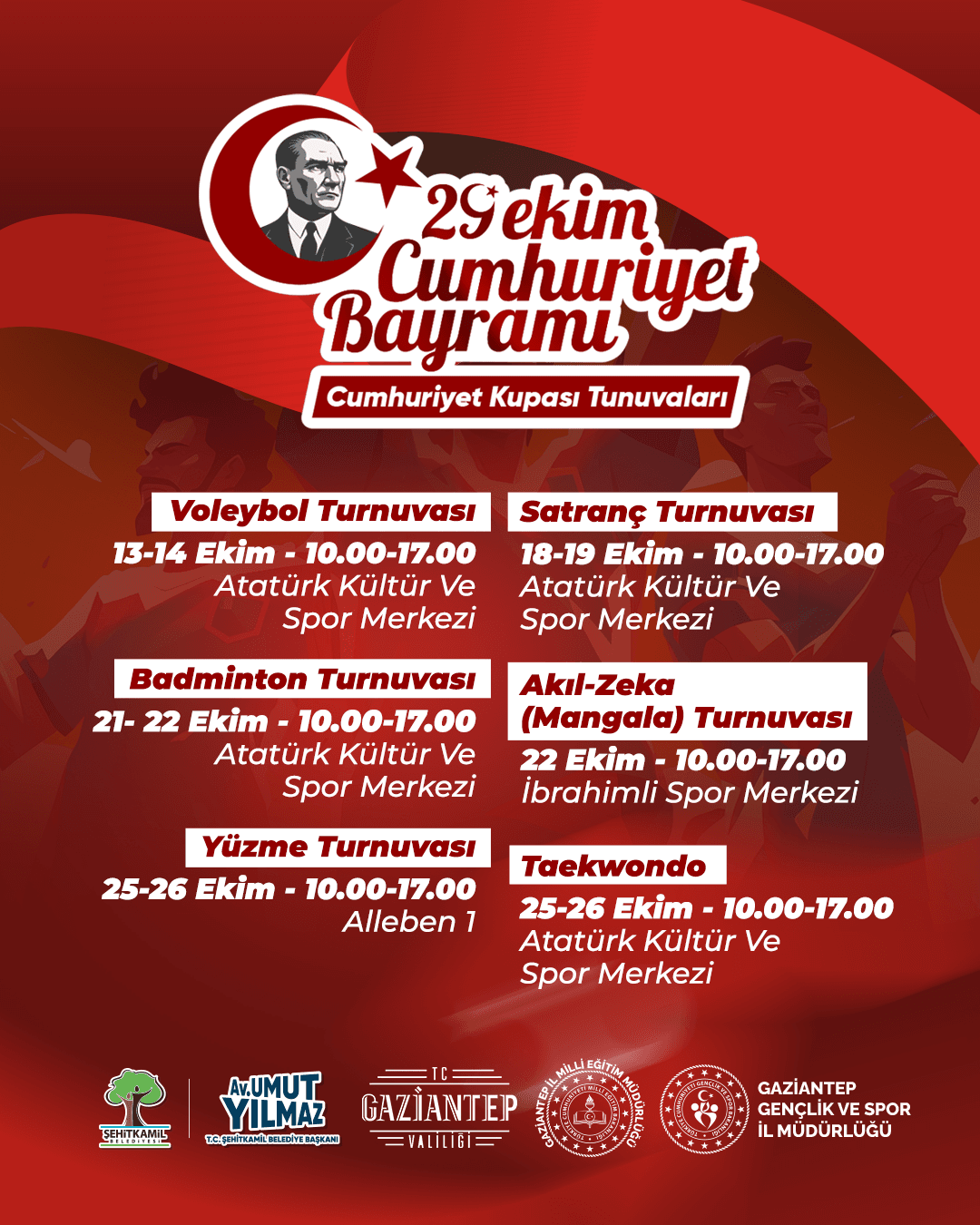 ŞEHİTKAMİL’DE 29 EKİM CUMHURİYET BAYRAMI COŞKUSU SPORLA BAŞLIYOR