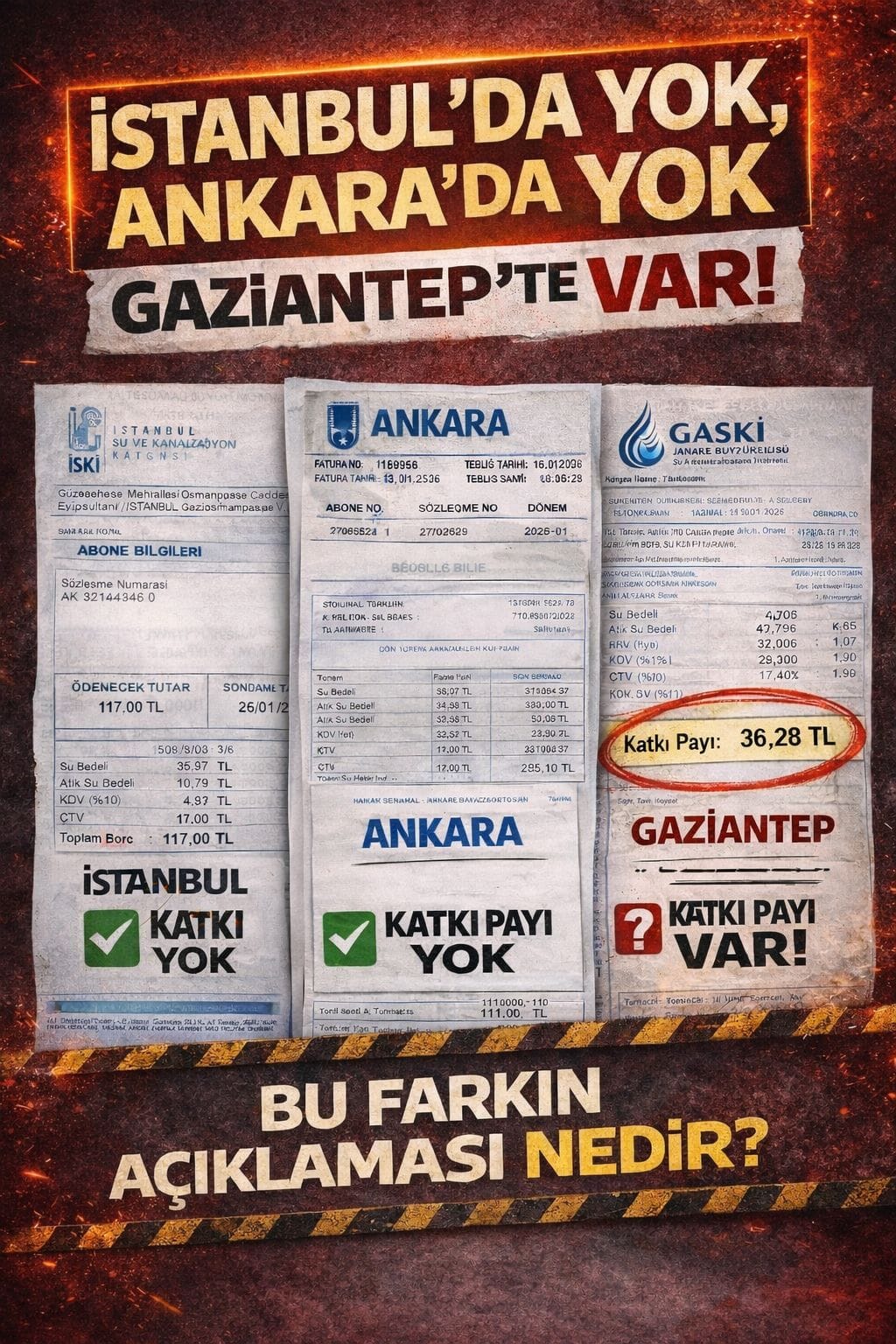 GAZİANTEP’TE SU FATURASI TARTIŞMASI BÜYÜYOR:
